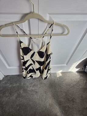 Caramel Black and Cream Abstract Satin Cami